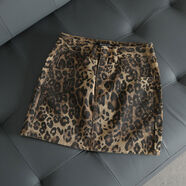 歐美街頭復古狂野性感修身包臀高腰豹紋牛仔半身裙女A字短裙 豹紋色GM062 XS XS