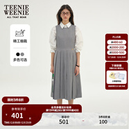 Teenie Weenie小熊春季學(xué)院風(fēng)中長(cháng)款連衣裙氣質(zhì)黑色收腰百褶裙子女 淺灰色 L (170)