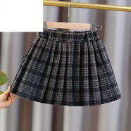 迪士尼（Disney）女童百褶裙半身裙秋冬呢子2024春秋新款洋氣格子中大童兒童短 藏青格子色呢絨裙 110-120cm