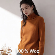 【京東直采】2026新年100羊毛衫女冬寬松無(wú)縫打底毛衣百搭針織衫 堆堆領(lǐng)-桔色 XL (170-175CM)(125-140斤） 【3-15天發(fā)貨】