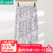 AB內衣睡褲女中老年春夏純棉居家吸汗寬松透氣女士中褲薄款家居褲 藍粉花S730 3XL