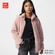 優(yōu)衣庫女裝男裝長(cháng)絨搖粒絨拉鏈茄克/長(cháng)袖外套夾克冬新款479611 12 桃紅色 XL