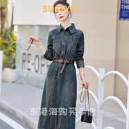 SUSTYLE奢侈高檔品牌女裝2025年春秋新款純色長(cháng)袖包臀裙子女民族風(fēng)中長(cháng)裙 圖片色 L 【建議105-115斤】