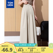 唐獅（TonLion）25春夏季新款休閑褲女裙褲闊腿長(cháng)褲薄款寬松顯瘦甜美褲子女pc 淺卡其 XL