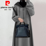 皮爾卡丹（pierre cardin）長(cháng)袖連衣裙女日系寬松拉鏈撞色連帽2026春秋設計感小眾衛衣長(cháng)裙子 灰色 S 【建議95-110】