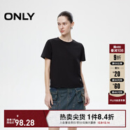ONLY2025秋季新款簡(jiǎn)約舒適基礎純色圓領(lǐng)正肩短袖T恤女|125101058 H1Z 黑色 M (165) 84A