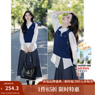 茵曼（INMAN）毛衣女蝴蝶結針織開(kāi)衫2025年冬季新款紅裝荷葉袖氣質(zhì)外套 貴族灰-半身裙 18438095 常規 L