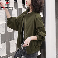 AEMAPE外套女2025春秋新款 短韓版百搭時(shí)尚洋氣休閑寬 軍綠色 L _建議105-115斤左右