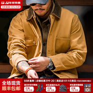 馬登工裝密歇根夾克男美式復古重磅帆布獵裝外套男士短款翻領(lǐng)上衣春秋 姜黃色 【修身版型】 3XL