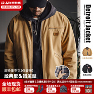 馬登工裝底特律獵裝夾克男美式復古J001巴恩風(fēng)翻領(lǐng)谷倉外套秋季新款 黑色 厚款 【棉襖男款/夾棉襖子男】 L