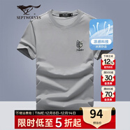 七匹狼短袖T恤男夏季輕薄新款圓領(lǐng)涼感科技體恤衫休閑純色短t男裝上衣服 005(淺灰)-冰絲涼感 4XL (190)