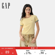 蓋璞女裝2025夏季新款刺繡logo撞色包邊坑條短袖T恤活力上衣766080