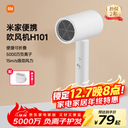 米家小米電吹風(fēng)機 負離子便攜可折疊大風(fēng)力速干H101家用宿舍學(xué)生風(fēng)筒 出行必備生日禮物推薦 白色 