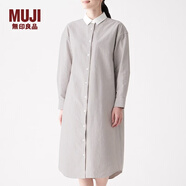 MUJI MUJI 女式 新疆棉水洗牛津 襯衫連衣裙 BCL11A0S 米色X條紋 XS-S