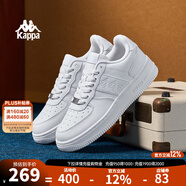 KAPPA卡帕男鞋板鞋男冬季新款厚底小白鞋子男百搭休閑鞋情侶跑步運動(dòng)鞋 鷺羽白 39