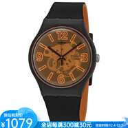 斯沃琪（Swatch）瑞士中性手表半透明款男女通用美國原裝進(jìn)口WATCH學(xué)生表禮物石英 Orangeboost 黑色+橙色 41mm表盤(pán)