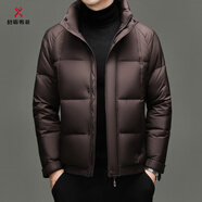 勁霸商務(wù)男裝冬季新款中青年男士服加厚保暖白鴨絨面包服抗寒外套男服 咖色 M 170