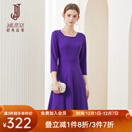 經(jīng)典故事（JANE STORY）經(jīng)典故事法式方領(lǐng)連衣裙女春秋2025新款修身減齡氣質(zhì)赫本風(fēng)小黑裙 M05深紫 XL