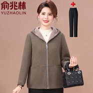 俞兆林媽媽外套春秋款冬裝呢外套2025年中年高檔女裝媽媽裝50-60歲洋氣 綠色+黑色長(cháng)褲 2XL 120-130斤