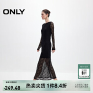 ONLY2025秋季新款甜美優(yōu)雅鉤花蕾絲長(cháng)袖長(cháng)裙連衣裙女|125161006 H1Z 黑色 L