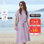 哈吉斯（HAZZYS）女裝 夏款斜領(lǐng)氣質(zhì)時(shí)尚女針織連衣裙AQWSE03BF02 淺紫色LA M (160/84A 38)