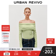 UR2025秋季新款女裝氣質(zhì)簡(jiǎn)約一字領(lǐng)修身短款針織衫UWM950089 灰綠 XL