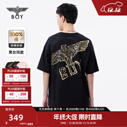 BOY LONDON【黑粉風(fēng)暴】短袖男女同款翅膀夏季黑色潮牌T恤N01911 黑印金N01911 經(jīng)典升級 XS
