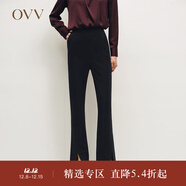 OVV秋冬熱賣(mài)女裝時(shí)髦大方開(kāi)衩微喇叭褲休閑拖地長(cháng)褲 藏青 XS