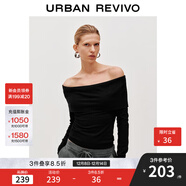 UR2025秋季新款女裝氣質(zhì)簡(jiǎn)約一字領(lǐng)修身短款針織衫UWM950089 黑色 XL