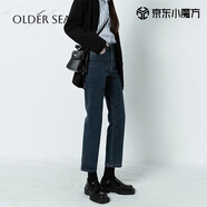 OLDER SEA藍灰九分直筒牛仔褲女秋季2025新款百搭高腰顯瘦小個(gè)子煙管褲子女 藍灰色 常規 L 28（建議100-110斤）