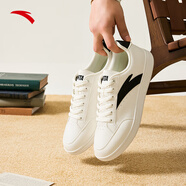 安踏（ANTA）板鞋男鞋秋冬輕便薄底運動(dòng)鞋潮流百搭軟底學(xué)生小白鞋男士休閑鞋子 象牙白/黑-3 40