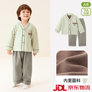 汪汪隊立大功（PAW PATROL）爪巡童裝男秋冬加厚天鵝絨A類(lèi)長(cháng)袖睡衣家裝 淺綠格 105 cm