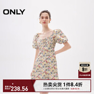 ONLY夏季時(shí)尚顯瘦泡泡袖收腰短裙連衣裙女|124207055 H4G 綠色油畫(huà)花叢滿(mǎn)印 XS (155) 76A