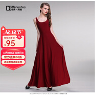 帝弗潤馳春夏及踝長(cháng)款連衣裙a字裙黑色吊帶背心長(cháng)裙打底裙拖地裙 酒紅色 L