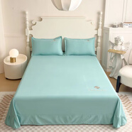 潮思匯繡花親膚磨毛純色圓角花邊床單被單宿舍單雙人荷葉邊水洗床單 田園綠-吊邊床單 【1.5米床】床單 245cm*245cm