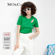 MO&Co.春夏鏤空簡(jiǎn)約修身短袖T恤黑色設計感挖空T恤女小白T 鮮綠色 M 165