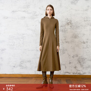 顏域（YANYEE）顏域咖色連帽收腰連衣裙女士2025新款冬裝簡(jiǎn)約通勤中長(cháng)款長(cháng)袖裙子 咖色 L/40