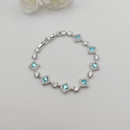 XUPING旭平首飾仿水晶時(shí)尚氣質(zhì)優(yōu)雅百搭微鑲手鏈送新年禮物 淺藍