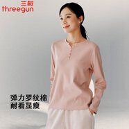 三槍春秋新品秋衣女長(cháng)袖修身可外穿女上衣彈力羅紋棉休閑半開(kāi)襟打底衫 奶咖 L （165/90)