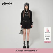 DZZIT地素針織衫秋冬燙水鉆字母設計感半高領(lǐng)簡(jiǎn)約打底衫上衣女 黑色 M