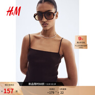 H&M女裝吊帶2025年秋季新款時(shí)尚氣質(zhì)休閑羅紋針織吊帶衫1301024 深棕色 XXS 150/76