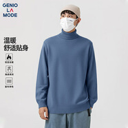 GENIOLAMODE高領(lǐng)毛衣男士冬季內穿打底針織衫男生冬天保暖毛線(xiàn)衣服 藍色 M