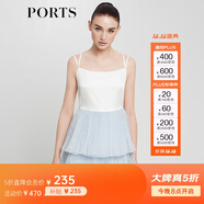 PORTS寶姿春季女裝新品吊帶連衣裙撞色拼接SV8D026QWB005 米白 L (8)