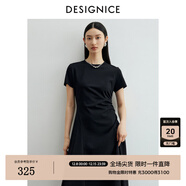 迪賽尼斯（DESIGNICE）2025年夏季新款通勤氣質(zhì)正肩顯瘦收腰長(cháng)裙圓領(lǐng)短袖連衣裙 黑色 M
