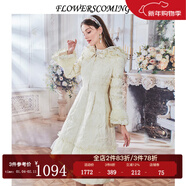 flowerscoming花兒開(kāi)了白鴨絨羽絨服女中長(cháng)款保暖秋冬新款白色公主風(fēng)FGDYR522 米杏 L