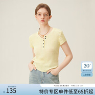 范思藍恩紅色旺中女針織衫2024夏季新款輕薄透氣外穿小打底衫 黃色 XS