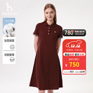 哈吉斯（HAZZYS）女裝 夏季女士【PHIZ系列】寬松下擺POLO連衣裙女 酒紅色WN (155/80A 36) S