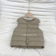 特價(jià)兒童羽絨馬甲圓領(lǐng)內膽男童女童寶寶內搭背心秋冬白鴨絨 110cm 充絨量36g 均碼 奶卡色
