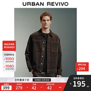 UR2025春季新款男裝輕熟風(fēng)滿(mǎn)底提花貼袋牛仔外套UMM840016 卡其棕條紋 L