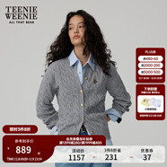 Teenie Weenie【趙露思同款】小熊女裝復古寬松綿羊毛絞花針織開(kāi)衫 A-灰色 S (160)